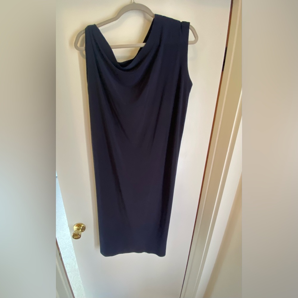 Norma Kamali drop shoulder dress in midnight. Size M